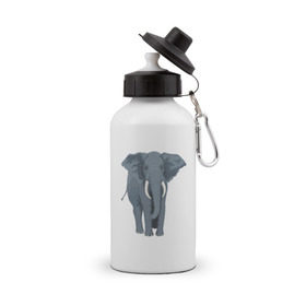 Бутылка спортивная с принтом Слон в Курске, металл | емкость — 500 мл, в комплекте две пластиковые крышки и карабин для крепления | 