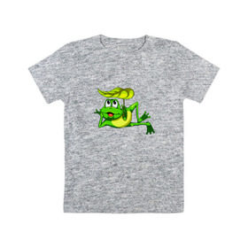 Детская футболка хлопок с принтом Лягушка в Курске, 100% хлопок | круглый вырез горловины, полуприлегающий силуэт, длина до линии бедер | Тематика изображения на принте: детская | детские | лягушка