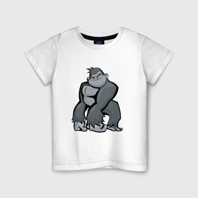 Детская футболка хлопок с принтом I am so cool! в Курске, 100% хлопок | круглый вырез горловины, полуприлегающий силуэт, длина до линии бедер | Тематика изображения на принте: горилла | прикол