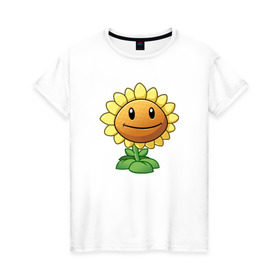 Женская футболка хлопок с принтом Plants Vs Zombies в Курске, 100% хлопок | прямой крой, круглый вырез горловины, длина до линии бедер, слегка спущенное плечо | растения против зомби