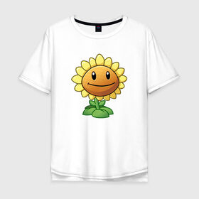 Мужская футболка хлопок Oversize с принтом Plants Vs Zombies в Курске, 100% хлопок | свободный крой, круглый ворот, “спинка” длиннее передней части | растения против зомби