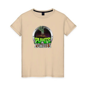 Женская футболка хлопок с принтом Plants vs Zombies в Курске, 100% хлопок | прямой крой, круглый вырез горловины, длина до линии бедер, слегка спущенное плечо | растения против зомби