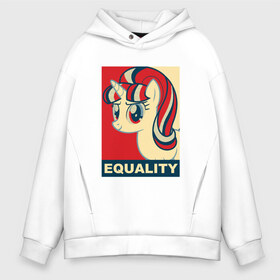 Мужское худи Oversize хлопок с принтом Starlight Glimmer Equality в Курске, френч-терри — 70% хлопок, 30% полиэстер. Мягкий теплый начес внутри —100% хлопок | боковые карманы, эластичные манжеты и нижняя кромка, капюшон на магнитной кнопке | 5 season | 5 сезон | mlp | stirlight | равноправие | старлайт