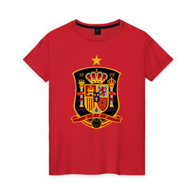 Женская футболка хлопок с принтом Spain National Football в Курске, 100% хлопок | прямой крой, круглый вырез горловины, длина до линии бедер, слегка спущенное плечо | испания | футбол