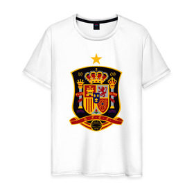 Мужская футболка хлопок с принтом Spain National Football в Курске, 100% хлопок | прямой крой, круглый вырез горловины, длина до линии бедер, слегка спущенное плечо. | испания | футбол