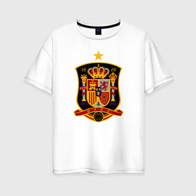 Женская футболка хлопок Oversize с принтом Spain National Football в Курске, 100% хлопок | свободный крой, круглый ворот, спущенный рукав, длина до линии бедер
 | испания | футбол