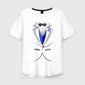 Мужская футболка хлопок Oversize с принтом Костюм жениха в Курске, 100% хлопок | свободный крой, круглый ворот, “спинка” длиннее передней части | Тематика изображения на принте: бабочка