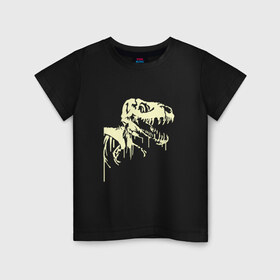 Детская футболка хлопок с принтом Скелет динозавра в Курске, 100% хлопок | круглый вырез горловины, полуприлегающий силуэт, длина до линии бедер | Тематика изображения на принте: скелет