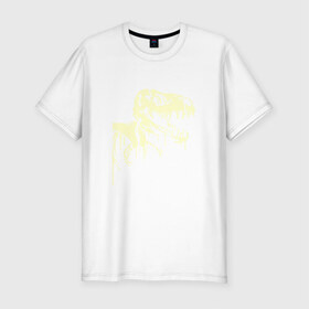 Мужская футболка премиум с принтом Скелет динозавра в Курске, 92% хлопок, 8% лайкра | приталенный силуэт, круглый вырез ворота, длина до линии бедра, короткий рукав | скелет