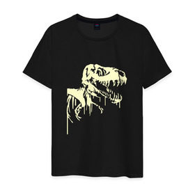 Мужская футболка хлопок с принтом Скелет динозавра в Курске, 100% хлопок | прямой крой, круглый вырез горловины, длина до линии бедер, слегка спущенное плечо. | скелет
