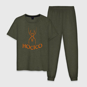 Мужская пижама хлопок с принтом Hocico в Курске, 100% хлопок | брюки и футболка прямого кроя, без карманов, на брюках мягкая резинка на поясе и по низу штанин
 | dark electro | logotip | лого группы hocicoназвание | музыка
