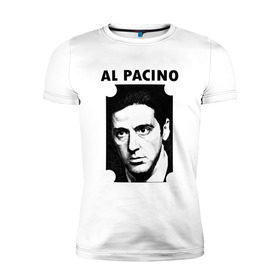 Мужская футболка премиум с принтом Аль Пачино в Курске, 92% хлопок, 8% лайкра | приталенный силуэт, круглый вырез ворота, длина до линии бедра, короткий рукав | : кино | al pacino | аль пачино