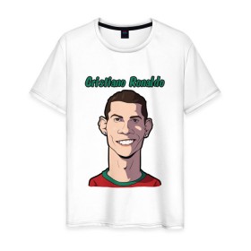 Мужская футболка хлопок с принтом Cristiano Ronaldo в Курске, 100% хлопок | прямой крой, круглый вырез горловины, длина до линии бедер, слегка спущенное плечо. | real madrid | ronaldo | роналду | футбол