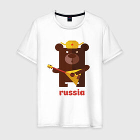 Мужская футболка хлопок с принтом Russia в Курске, 100% хлопок | прямой крой, круглый вырез горловины, длина до линии бедер, слегка спущенное плечо. | Тематика изображения на принте: russia | российа | я.русский
