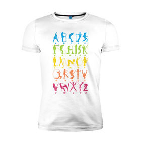 Мужская футболка премиум с принтом Рок алфавит в Курске, 92% хлопок, 8% лайкра | приталенный силуэт, круглый вырез ворота, длина до линии бедра, короткий рукав | kiss | madonna | nirvana | ozzy | rock | алфавит | группы | музыка | рок