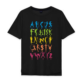 Мужская футболка хлопок Oversize с принтом Рок алфавит (без расшифровки) в Курске, 100% хлопок | свободный крой, круглый ворот, “спинка” длиннее передней части | kiss | nirvana | ozzy | rock | алфавит | группы | рок