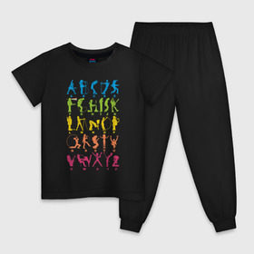Детская пижама хлопок с принтом Рок алфавит (без расшифровки) в Курске, 100% хлопок |  брюки и футболка прямого кроя, без карманов, на брюках мягкая резинка на поясе и по низу штанин
 | kiss | nirvana | ozzy | rock | алфавит | группы | рок