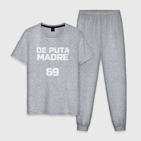 Мужская пижама хлопок с принтом DE PUTA MADRE в Курске, 100% хлопок | брюки и футболка прямого кроя, без карманов, на брюках мягкая резинка на поясе и по низу штанин
 | @