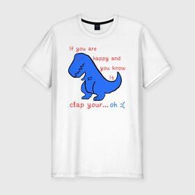 Мужская футболка премиум с принтом Динозаврик в Курске, 92% хлопок, 8% лайкра | приталенный силуэт, круглый вырез ворота, длина до линии бедра, короткий рукав | 