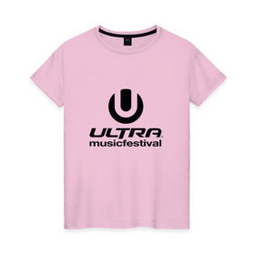 Женская футболка хлопок с принтом Ultra Music Festival в Курске, 100% хлопок | прямой крой, круглый вырез горловины, длина до линии бедер, слегка спущенное плечо | house | rave | ultra music festival | umf