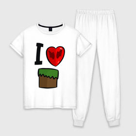 Женская пижама хлопок с принтом Футболка Диллерона в Курске, 100% хлопок | брюки и футболка прямого кроя, без карманов, на брюках мягкая резинка на поясе и по низу штанин | игры | мinecraft | майнкрафт