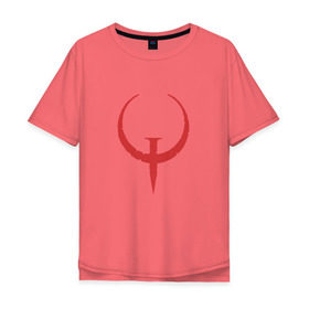 Мужская футболка хлопок Oversize с принтом Quake в Курске, 100% хлопок | свободный крой, круглый ворот, “спинка” длиннее передней части | .красный | logo | quake | qw | игра