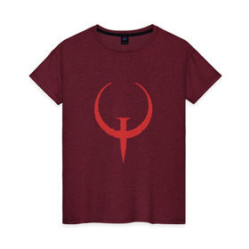 Женская футболка хлопок с принтом Quake в Курске, 100% хлопок | прямой крой, круглый вырез горловины, длина до линии бедер, слегка спущенное плечо | .красный | logo | quake | qw | игра