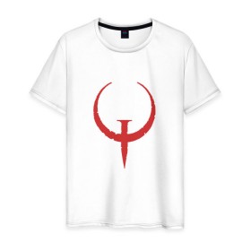 Мужская футболка хлопок с принтом Quake в Курске, 100% хлопок | прямой крой, круглый вырез горловины, длина до линии бедер, слегка спущенное плечо. | .красный | logo | quake | qw | игра