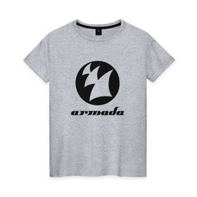 Женская футболка хлопок с принтом Armada Music в Курске, 100% хлопок | прямой крой, круглый вырез горловины, длина до линии бедер, слегка спущенное плечо | armada | armada music labelarmada music | trance