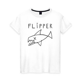 Женская футболка хлопок с принтом Flipper в Курске, 100% хлопок | прямой крой, круглый вырез горловины, длина до линии бедер, слегка спущенное плечо | Тематика изображения на принте: flipper | kurt | nirvana | курт кобейн | курта кобейна | нирвана