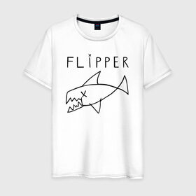 Мужская футболка хлопок с принтом Flipper в Курске, 100% хлопок | прямой крой, круглый вырез горловины, длина до линии бедер, слегка спущенное плечо. | Тематика изображения на принте: flipper | kurt | nirvana | курт кобейн | курта кобейна | нирвана