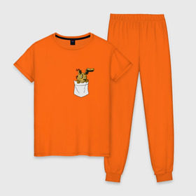 Женская пижама хлопок с принтом Springtrap в кармане FNAF в Курске, 100% хлопок | брюки и футболка прямого кроя, без карманов, на брюках мягкая резинка на поясе и по низу штанин | fnaf | springtrap | карман | фнаф