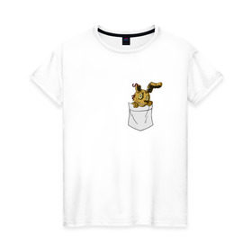 Женская футболка хлопок с принтом Springtrap в кармане FNAF в Курске, 100% хлопок | прямой крой, круглый вырез горловины, длина до линии бедер, слегка спущенное плечо | fnaf | springtrap | карман | фнаф