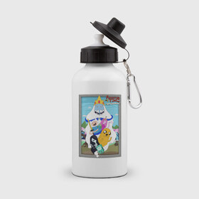 Бутылка спортивная с принтом Adventure Time в Курске, металл | емкость — 500 мл, в комплекте две пластиковые крышки и карабин для крепления | 