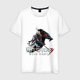 Мужская футболка хлопок с принтом The Witcher 3 в Курске, 100% хлопок | прямой крой, круглый вырез горловины, длина до линии бедер, слегка спущенное плечо. | ведьмак