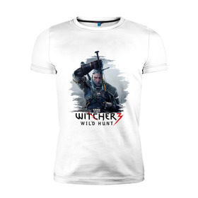 Мужская футболка премиум с принтом The Witcher 3 в Курске, 92% хлопок, 8% лайкра | приталенный силуэт, круглый вырез ворота, длина до линии бедра, короткий рукав | ведьмак