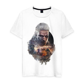 Мужская футболка хлопок с принтом The Witcher 3 в Курске, 100% хлопок | прямой крой, круглый вырез горловины, длина до линии бедер, слегка спущенное плечо. | ведьмак