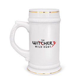 Кружка пивная с принтом The Witcher 3 в Курске,  керамика (Материал выдерживает высокую температуру, стоит избегать резкого перепада температур) |  объем 630 мл | ведьмак