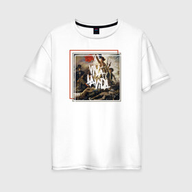 Женская футболка хлопок Oversize с принтом Viva La Vida в Курске, 100% хлопок | свободный крой, круглый ворот, спущенный рукав, длина до линии бедер
 | coldplay | ghost stories | mylo xyloto | parachutes