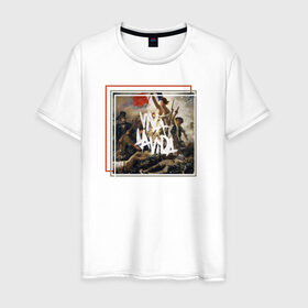 Мужская футболка хлопок с принтом Viva La Vida в Курске, 100% хлопок | прямой крой, круглый вырез горловины, длина до линии бедер, слегка спущенное плечо. | coldplay | ghost stories | mylo xyloto | parachutes