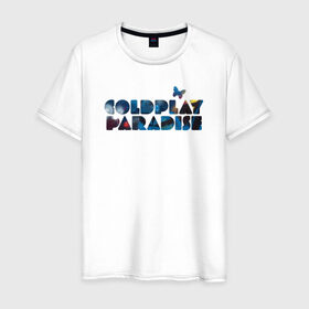 Мужская футболка хлопок с принтом Coldplay Paradise в Курске, 100% хлопок | прямой крой, круглый вырез горловины, длина до линии бедер, слегка спущенное плечо. | coldplay | ghost stories | mylo xyloto | parachutes