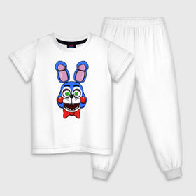 Детская пижама хлопок с принтом Toy Bonnie FNAF в Курске, 100% хлопок |  брюки и футболка прямого кроя, без карманов, на брюках мягкая резинка на поясе и по низу штанин
 | Тематика изображения на принте: @ | fnaf | toy bonnie | фнаф