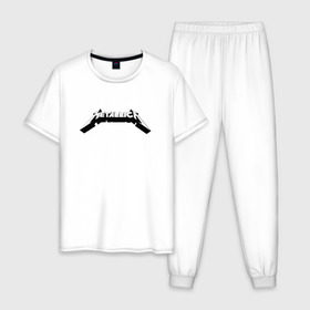 Мужская пижама хлопок с принтом Логотип Metallica (old logo) в Курске, 100% хлопок | брюки и футболка прямого кроя, без карманов, на брюках мягкая резинка на поясе и по низу штанин
 | Тематика изображения на принте: 