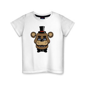 Детская футболка хлопок с принтом Freddy FNAF в Курске, 100% хлопок | круглый вырез горловины, полуприлегающий силуэт, длина до линии бедер | fnaf | freddy | фнаф