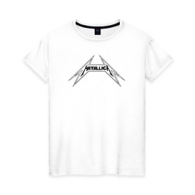 Женская футболка хлопок с принтом Metallica logo (b) в Курске, 100% хлопок | прямой крой, круглый вырез горловины, длина до линии бедер, слегка спущенное плечо | металлика