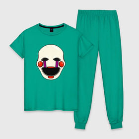 Женская пижама хлопок с принтом Puppet FNAF Марионетка в Курске, 100% хлопок | брюки и футболка прямого кроя, без карманов, на брюках мягкая резинка на поясе и по низу штанин | fnaf | puppet | фнаф