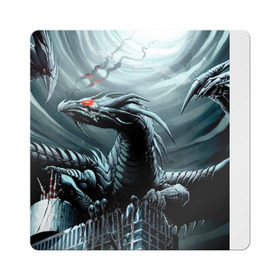 Магнит виниловый Квадрат с принтом Дракон в Курске, полимерный материал с магнитным слоем | размер 9*9 см, закругленные углы | Тематика изображения на принте: dragon | дракон