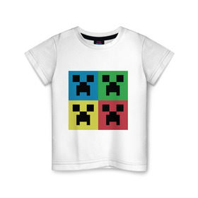 Детская футболка хлопок с принтом Minecraft в Курске, 100% хлопок | круглый вырез горловины, полуприлегающий силуэт, длина до линии бедер | Тематика изображения на принте: boom | media | minecraft | игры | компьютерные игры | майнкрафт