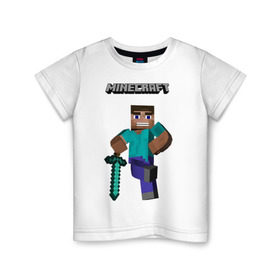 Детская футболка хлопок с принтом Minecraft в Курске, 100% хлопок | круглый вырез горловины, полуприлегающий силуэт, длина до линии бедер | boom | media | minecraft | игры | компьютерные игры | майнкрафт