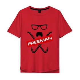 Мужская футболка хлопок Oversize с принтом Freeman в Курске, 100% хлопок | свободный крой, круглый ворот, “спинка” длиннее передней части | freeman | half life | игра | халф лайф